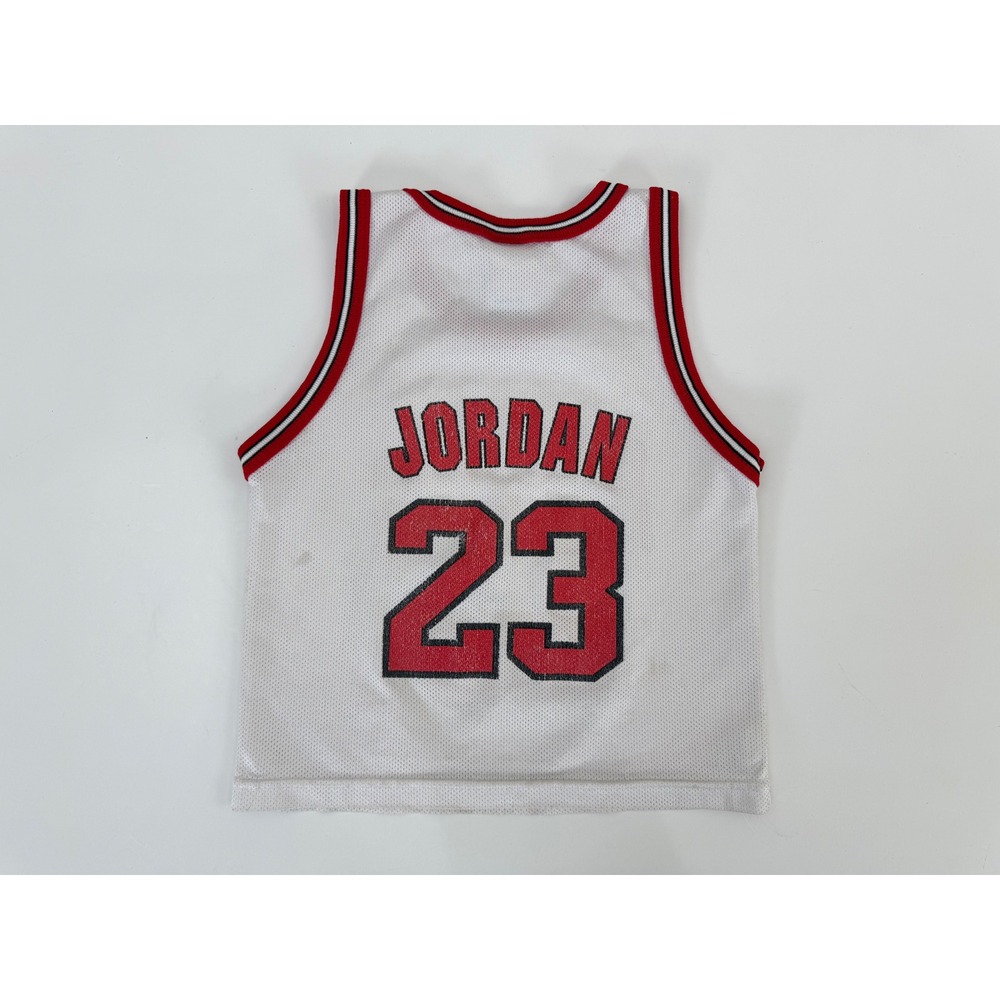 Vintage Champion Michael Jordan Chicago Bulls Jersey Kids M 5-6 White 23 NBA